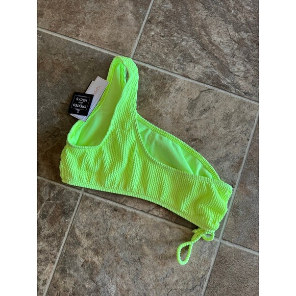 Salt + Cove One Shoulder Ribbed Bikini Top Citron Yellow Size Large - Picture 7 of 8